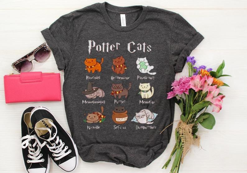 Cute Potter Cats mom Shirt Fashion Unisex tshirt Harajuku Short Sleeve Mama Top Tees O Neck 100% Cotton Mother Casual - NERD BEM TRAJADO