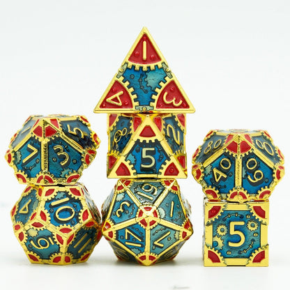 Cusdie Metal D&amp;D Dice, 7PCs DND Dice, Steampunk Style Polyhedral Dice Set，for Dungeons and Dragons Role Playing Game MTG - NERD BEM TRAJADO