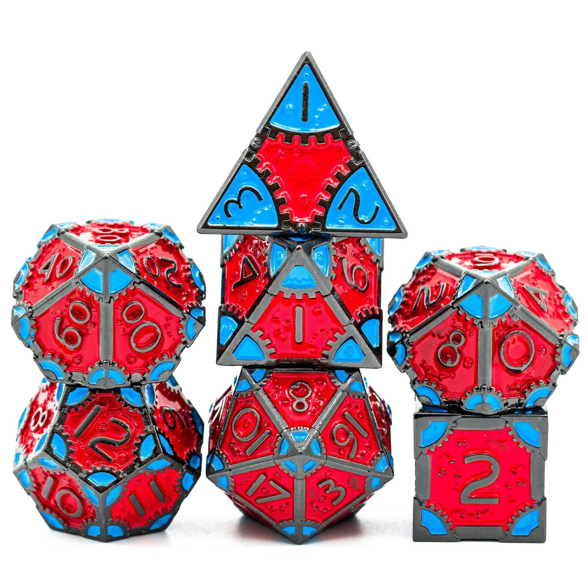 Cusdie Metal D&amp;D Dice, 7PCs DND Dice, Steampunk Style Polyhedral Dice Set，for Dungeons and Dragons Role Playing Game MTG - NERD BEM TRAJADO