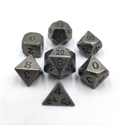 7pcs Zinc Alloy Metal Polyhedral Dice Set DND Role Playing Game Dice Set with Velvet Storage Bag for RPG MTG D&amp;D Math Teaching - NERD BEM TRAJADO