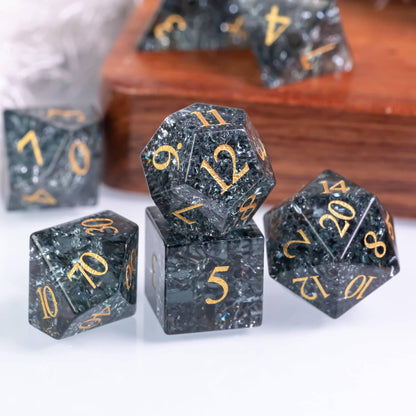 Kit de Dados RPG de Vidro - Modelo 01 - NERD BEM TRAJADO