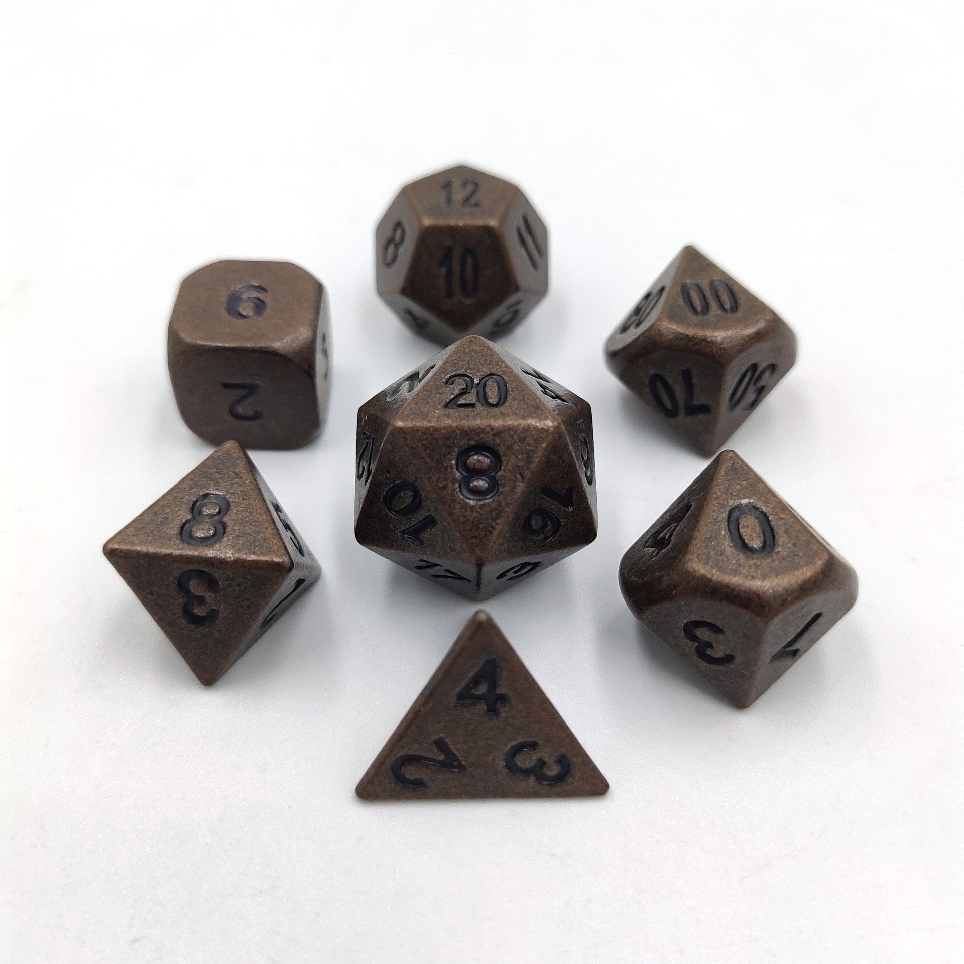 7pcs Zinc Alloy Metal Polyhedral Dice Set DND Role Playing Game Dice Set with Velvet Storage Bag for RPG MTG D&amp;D Math Teaching - NERD BEM TRAJADO