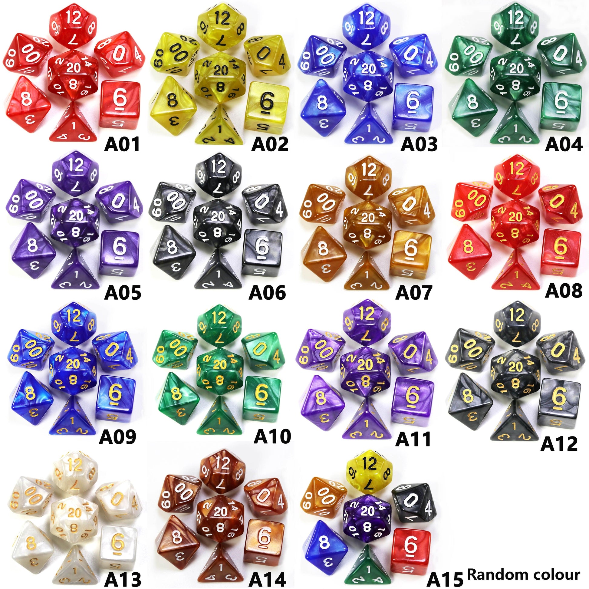 7Pcs/Set Polyhedral  Marble Effect dice, For DND and RPG Board Game,as Gift - NERD BEM TRAJADO