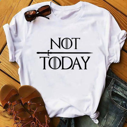 GOT Arya Stark not today funny tshirt men 2019 summer new white casual homme cool Valyria t shirt no glue print - NERD BEM TRAJADO