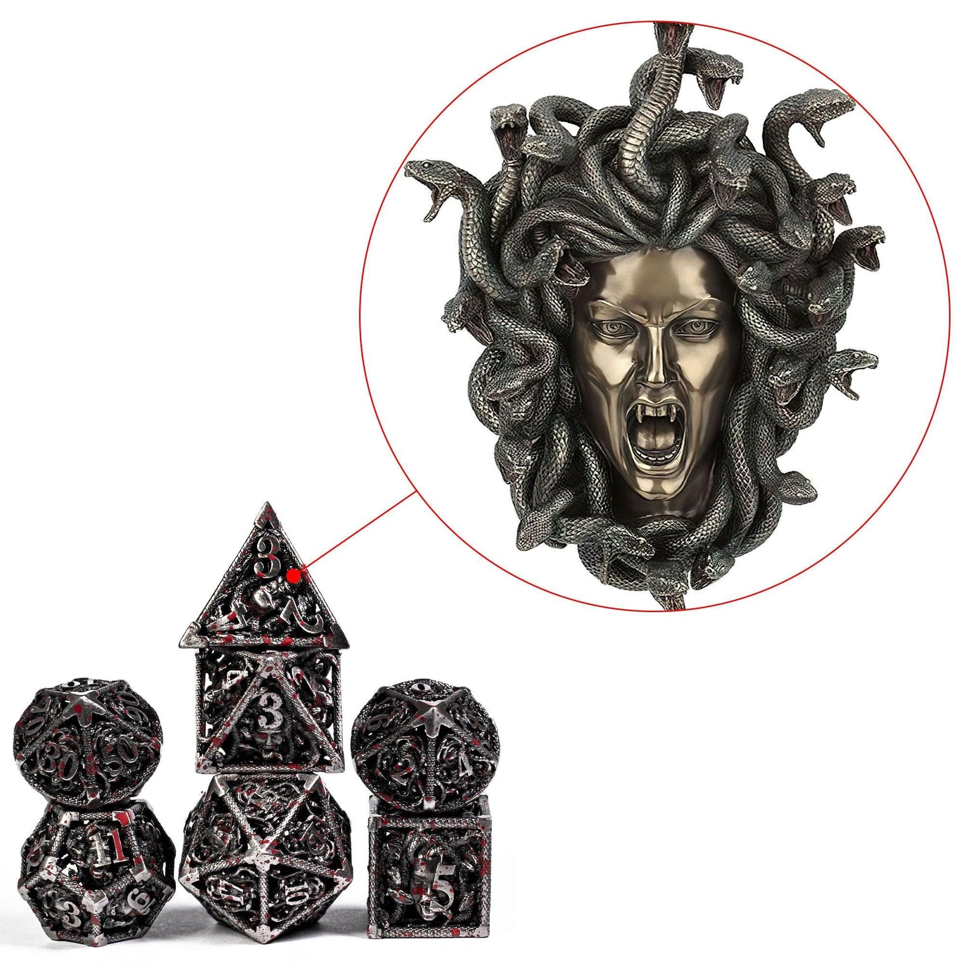 Kit de Dados RPG de Metal - Modelo Medusa - NERD BEM TRAJADO