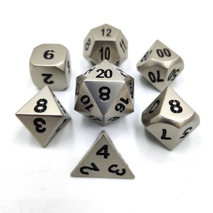 7pcs Zinc Alloy Metal Polyhedral Dice Set DND Role Playing Game Dice Set with Velvet Storage Bag for RPG MTG D&amp;D Math Teaching - NERD BEM TRAJADO