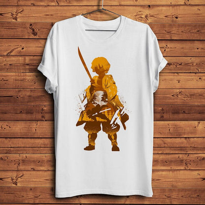 Demon slayer Agatsuma Zenitsu funny anime tshirt Men White Casual T Shirt Unisex otaku manga kimetsu no yaiba streetwear tee - NERD BEM TRAJADO