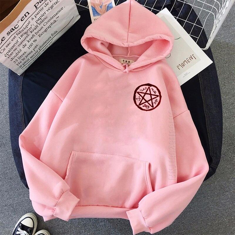 Men Hoodies Supernatural Print Couple Oversized Streetwear Man Women Daily Casual Pullovers Harajuku Hoodie - NERD BEM TRAJADO