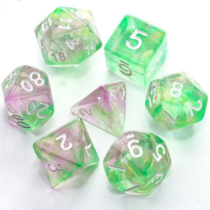 Poludie 7Pcs/Set Transparent DND Dice Set with Glitter D4 D6 D8 D10 D% D12 D20 Polyhedral Dice for Role-play Game RPG D&amp;D MTG - NERD BEM TRAJADO