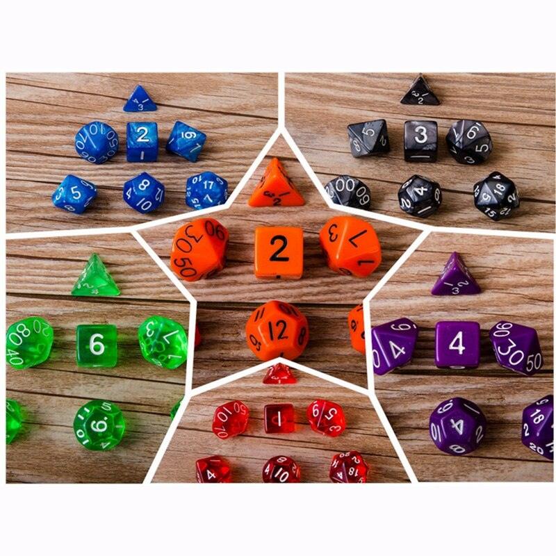 20 Kinds Option 7PCS/LOT High Quality Multi-Sided Dice With Pearlized Effect Dice Set - NERD BEM TRAJADO