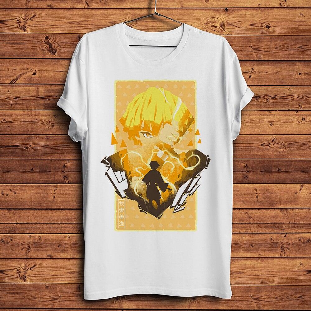 Demon slayer Agatsuma Zenitsu funny anime tshirt Men White Casual T Shirt Unisex otaku manga kimetsu no yaiba streetwear tee - NERD BEM TRAJADO