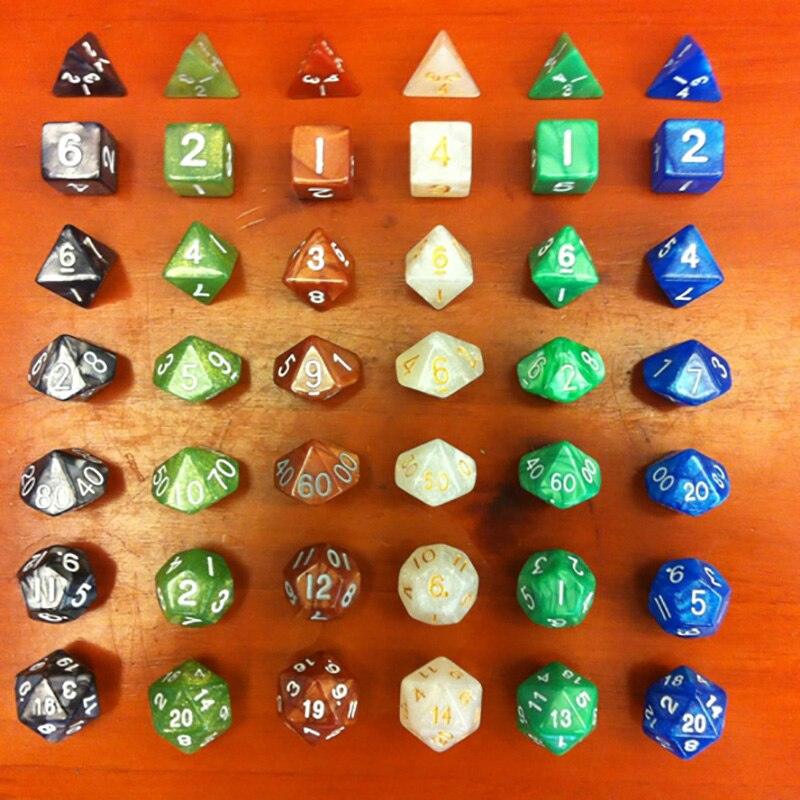 20 Kinds Option 7PCS/LOT High Quality Multi-Sided Dice With Pearlized Effect Dice Set - NERD BEM TRAJADO