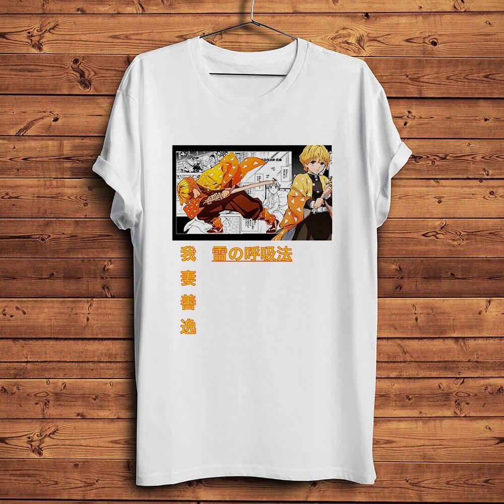 Demon slayer Agatsuma Zenitsu funny anime tshirt Men White Casual T Shirt Unisex otaku manga kimetsu no yaiba streetwear tee - NERD BEM TRAJADO