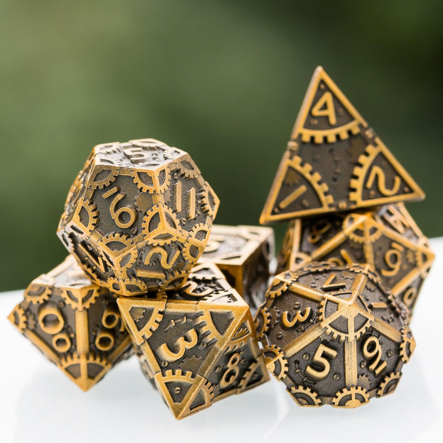 Cusdie Metal D&amp;D Dice, 7PCs DND Dice, Steampunk Style Polyhedral Dice Set，for Dungeons and Dragons Role Playing Game MTG - NERD BEM TRAJADO