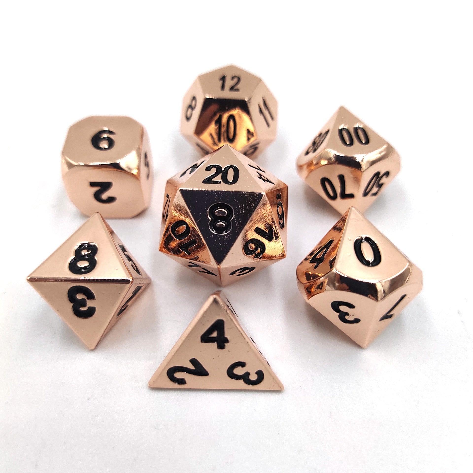 7pcs Zinc Alloy Metal Polyhedral Dice Set DND Role Playing Game Dice Set with Velvet Storage Bag for RPG MTG D&amp;D Math Teaching - NERD BEM TRAJADO