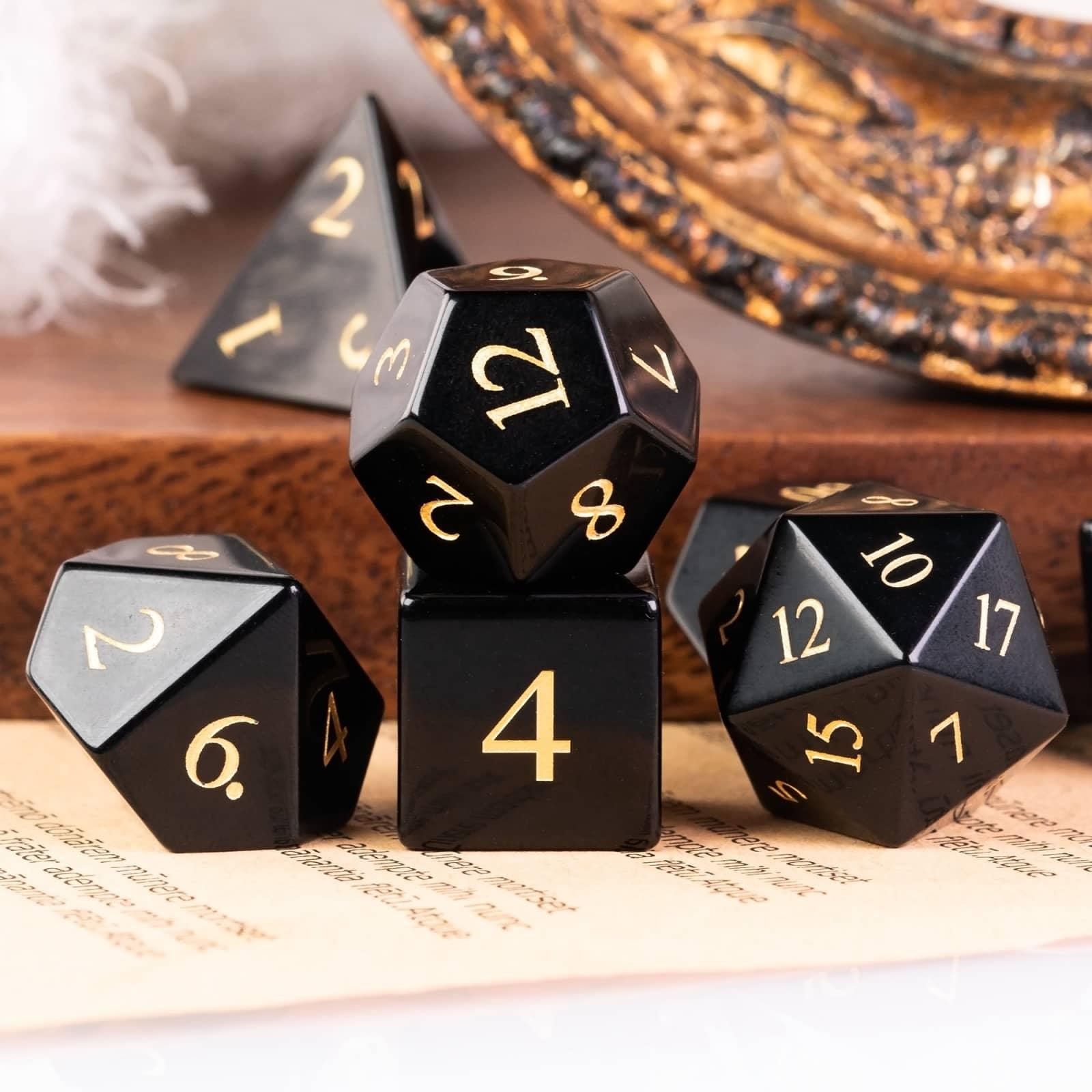 Kit de Dados RPG de Obsidiana Modelo Premium - NERD BEM TRAJADO