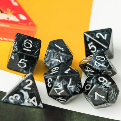 Poludie 7Pcs/Set Silk DND Dice Set Resin lmitation Stone D4-D20 Polyhedral Dice for Dungeons and Dragons Role Playing Board Game - NERD BEM TRAJADO