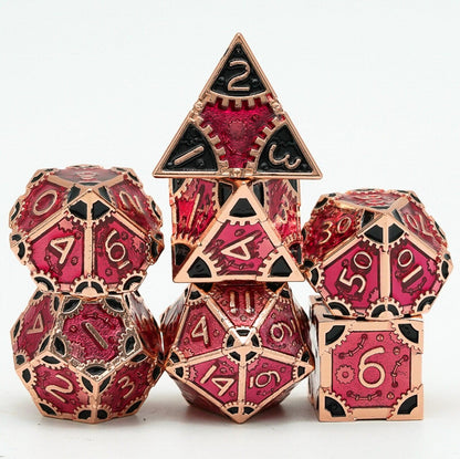 Cusdie Metal D&amp;D Dice, 7PCs DND Dice, Steampunk Style Polyhedral Dice Set，for Dungeons and Dragons Role Playing Game MTG - NERD BEM TRAJADO