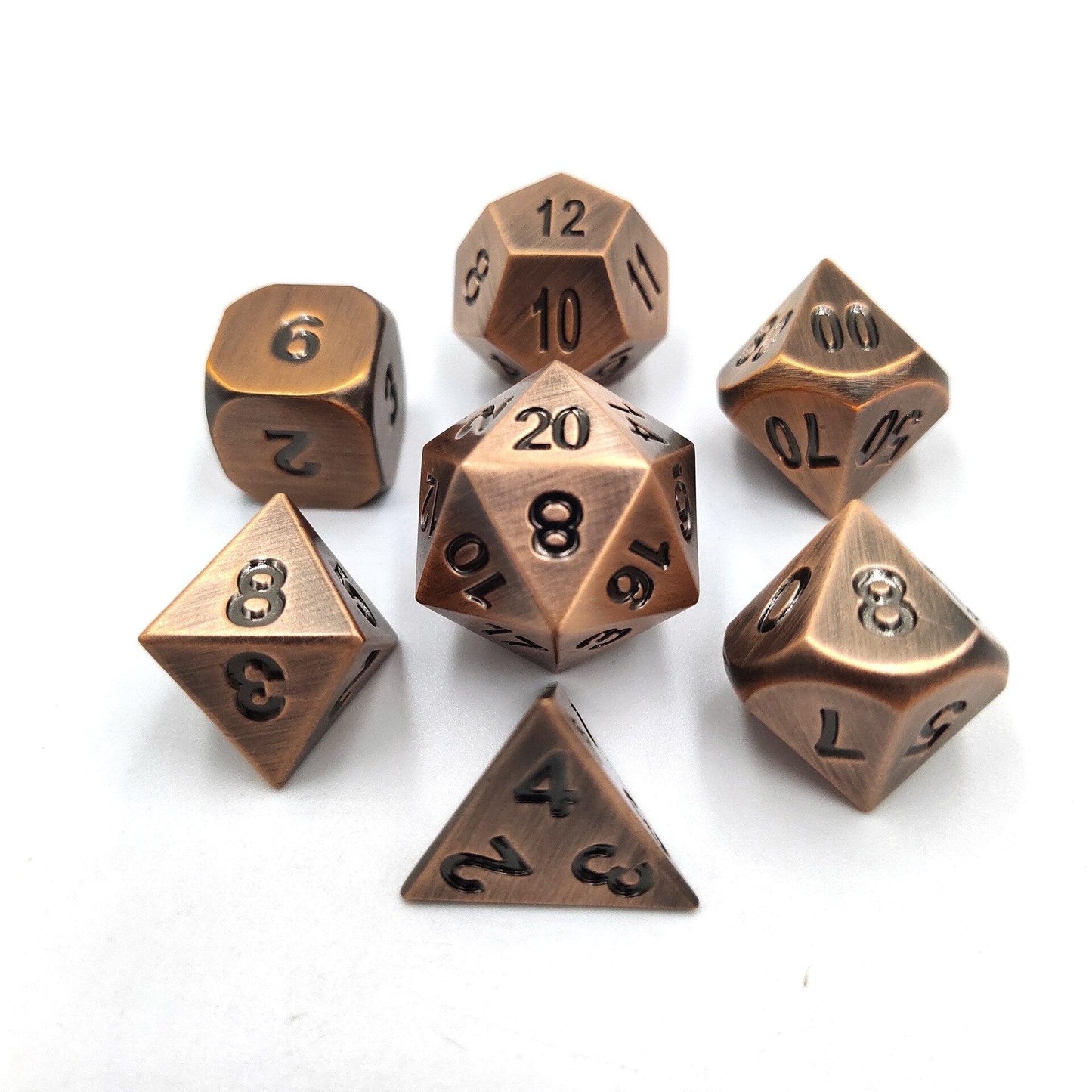 7pcs Zinc Alloy Metal Polyhedral Dice Set DND Role Playing Game Dice Set with Velvet Storage Bag for RPG MTG D&amp;D Math Teaching - NERD BEM TRAJADO