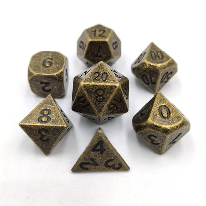 7pcs Zinc Alloy Metal Polyhedral Dice Set DND Role Playing Game Dice Set with Velvet Storage Bag for RPG MTG D&amp;D Math Teaching - NERD BEM TRAJADO