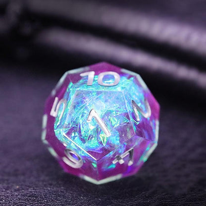 7Pcs/Set Blue Purple Ice Crystal Style DND Dice D&amp;D COC Dice D4 D6 D8 D10 D% D12 D20 Table Games MTG RPG Dice Set - NERD BEM TRAJADO