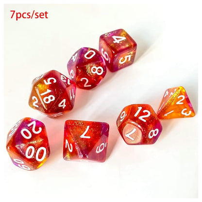 Poludie 7Pcs/Set Flash DND Dice Set D4 D6 D8 D10 D% D12 D20 Polyhedral Dice for Dungeons and Dragons RPG Board Game MTG D&amp;D - NERD BEM TRAJADO