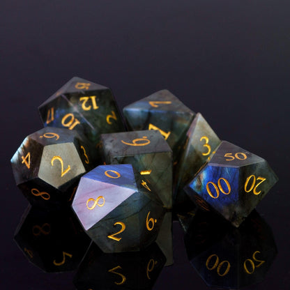 Kit de Dados RPG de Vidro/Pedra - Tema Stone - NERD BEM TRAJADO