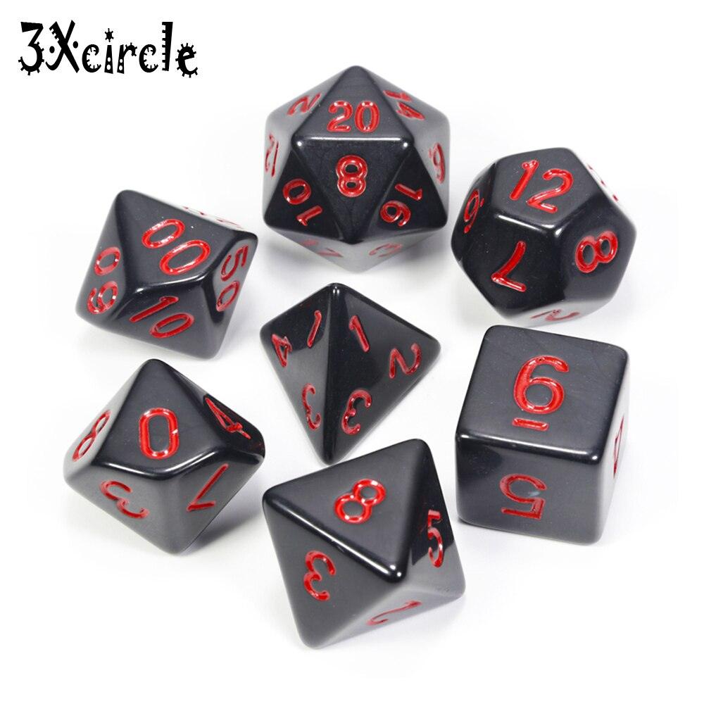 Black with Blue Ink Color 7pcs Opaque Dice Set D4,D6,D8,D10,D10%,D12,D20 Polyhedral Dices Dnd Rpg Board Game - NERD BEM TRAJADO