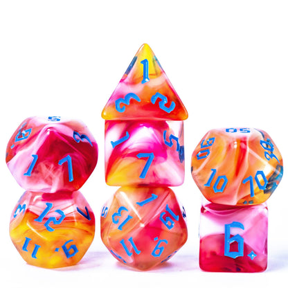 Poludie 7Pcs/Set Multicolor DND Dice Set D4 D6 D8 D10 D% D12 D20 Polyhedral Dice for Warhammer Role Playing Board Game D&amp;D MTG - NERD BEM TRAJADO