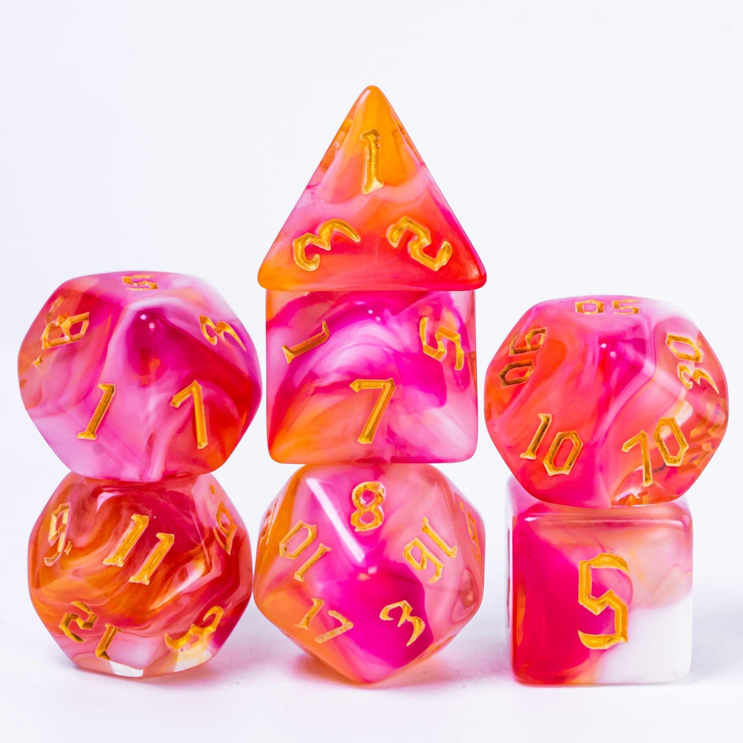 Poludie 7Pcs/Set Multicolor DND Dice Set D4 D6 D8 D10 D% D12 D20 Polyhedral Dice for Warhammer Role Playing Board Game D&amp;D MTG - NERD BEM TRAJADO