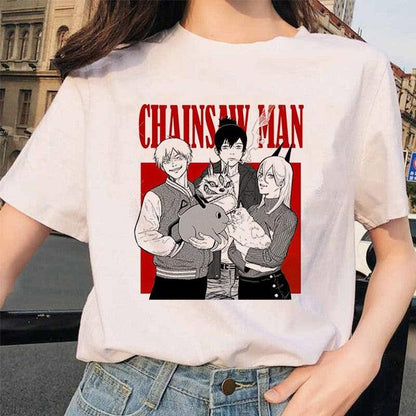 Camiseta Feminina Personagens Chainsaw Man - NERD BEM TRAJADO