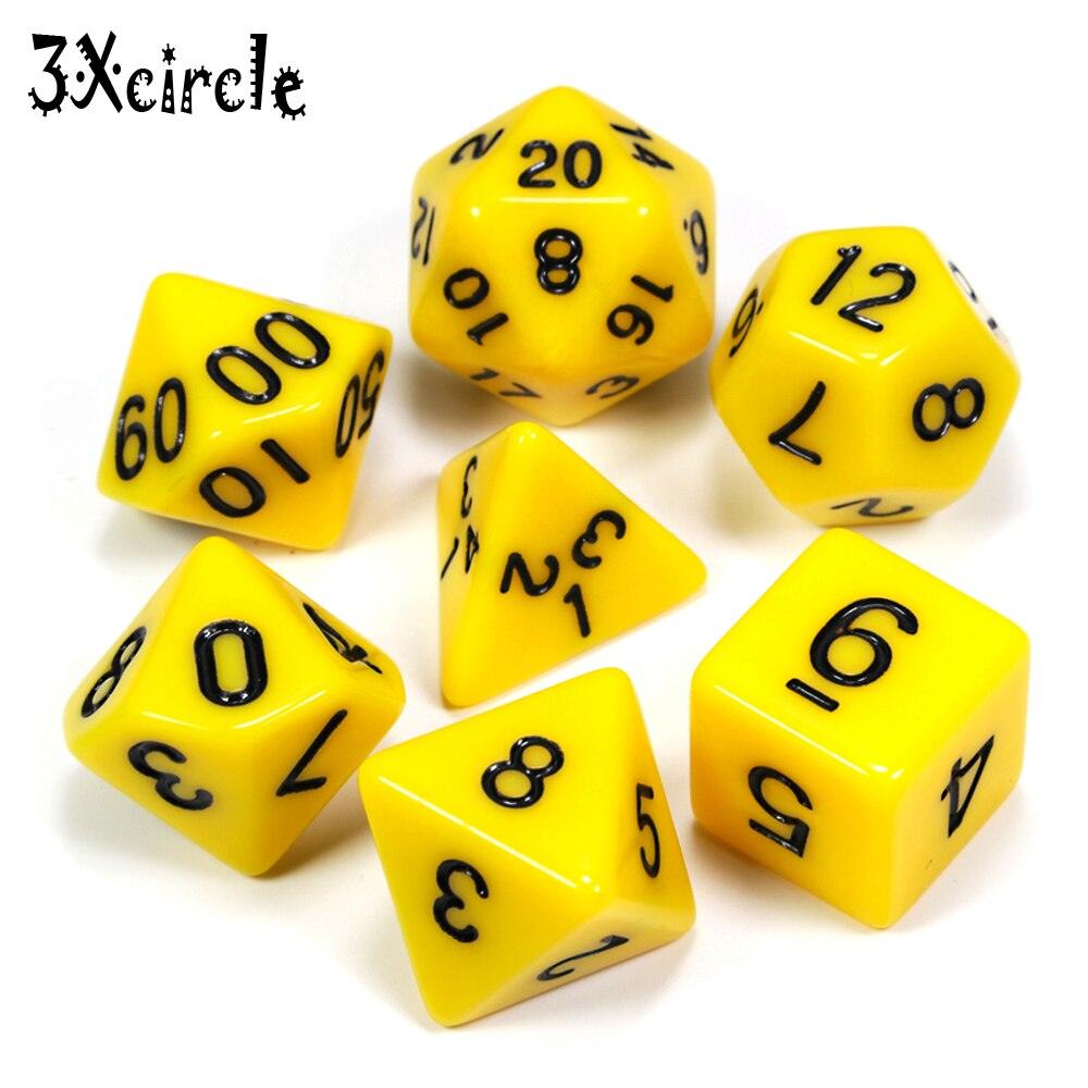 Black with Blue Ink Color 7pcs Opaque Dice Set D4,D6,D8,D10,D10%,D12,D20 Polyhedral Dices Dnd Rpg Board Game - NERD BEM TRAJADO