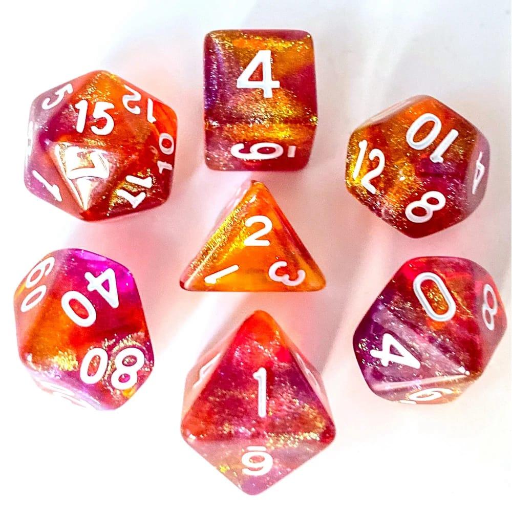 Poludie 7Pcs/Set Flash DND Dice Set D4 D6 D8 D10 D% D12 D20 Polyhedral Dice for Dungeons and Dragons RPG Board Game MTG D&amp;D - NERD BEM TRAJADO