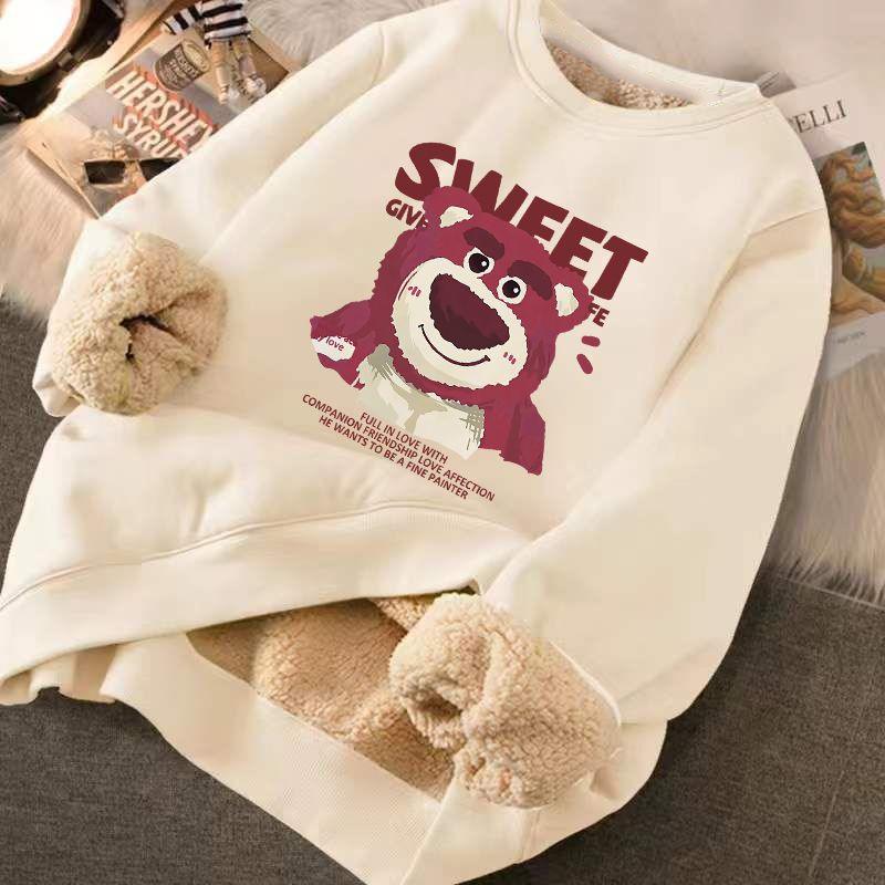 Cashmere Thickened Sweater Women&#39;s Autumn Winter Cashmere Round Neck Red Strawberry Bear Top Winter 2023 Coat Sweater - NERD BEM TRAJADO