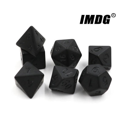 IMDG 7pcs/set Black RPG Dice Set New Personality Unprinted Polyhedron Cubes DND Board Game Digital Dice - NERD BEM TRAJADO