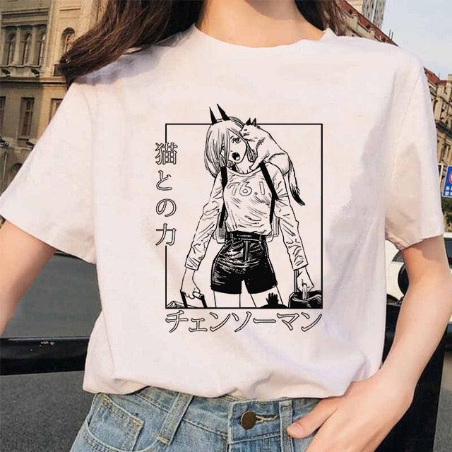 Camiseta Feminina Personagens Chainsaw Man - NERD BEM TRAJADO