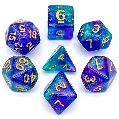 Poludie 7Pcs/Set Flash DND Dice Set D4 D6 D8 D10 D% D12 D20 Polyhedral Dice for Dungeons and Dragons RPG Board Game MTG D&amp;D - NERD BEM TRAJADO