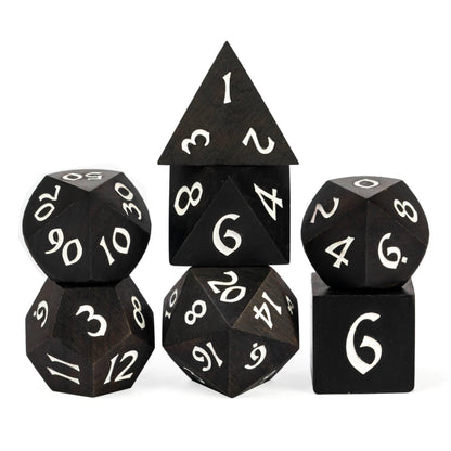 Kit de Dados RPG de Gemstone - Tema Madeira - NERD BEM TRAJADO