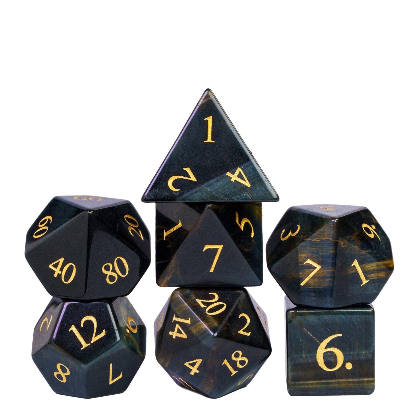 Kit de Dados RPG de Gema Preciosa - Modelo 03 - NERD BEM TRAJADO