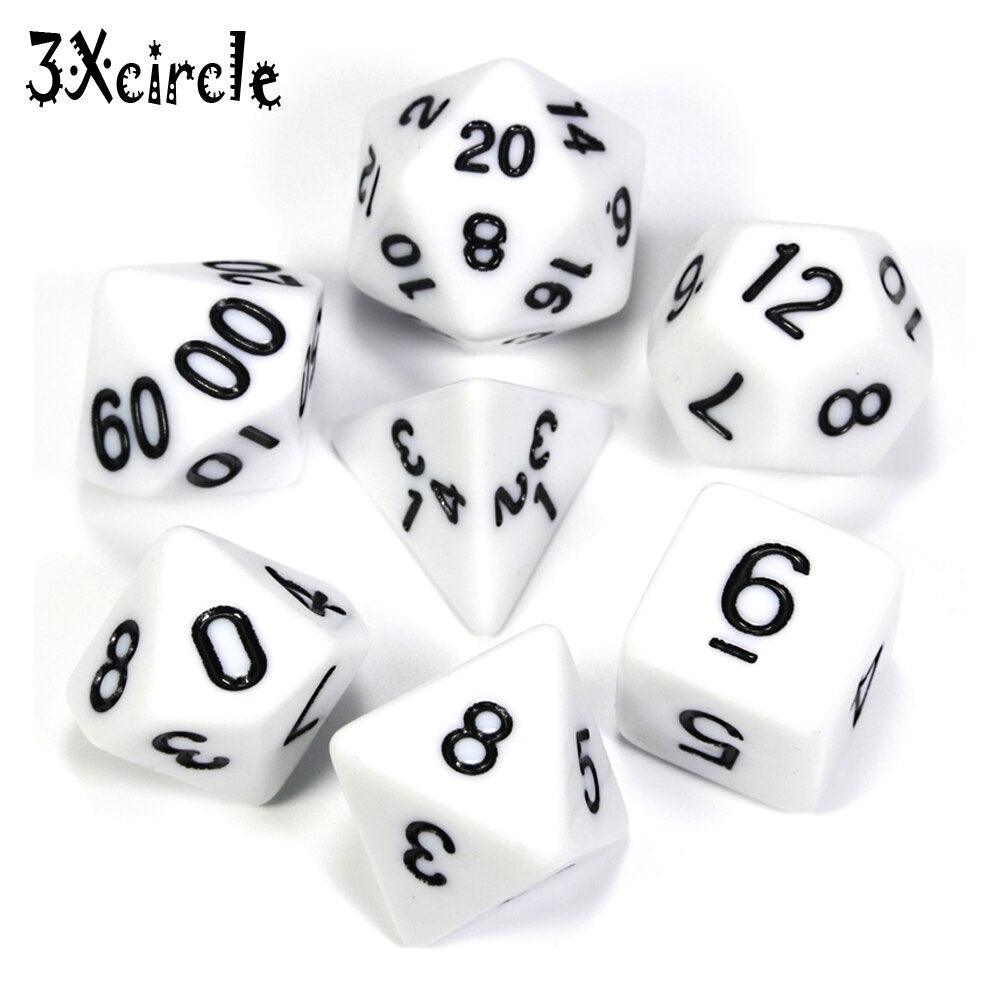 Black with Blue Ink Color 7pcs Opaque Dice Set D4,D6,D8,D10,D10%,D12,D20 Polyhedral Dices Dnd Rpg Board Game - NERD BEM TRAJADO