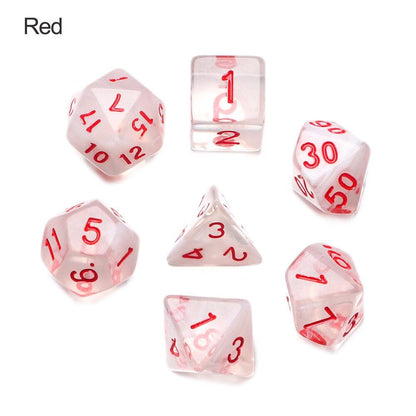 7Pcs/Set Multi-Sided Clear Dice Set Game Dice For RPG DND Accessories Polyhedral Dice For Board Card Game Tarot Supplies - NERD BEM TRAJADO