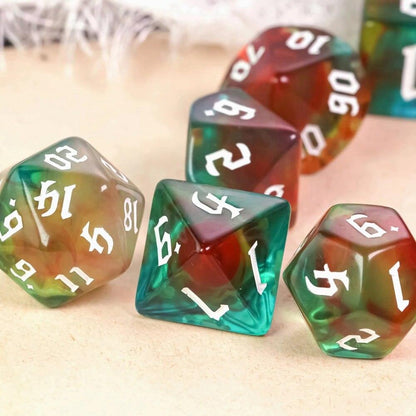 Poludie 7Pcs/Set Multicolor DND Dice Set D4 D6 D8 D10 D% D12 D20 Polyhedral Dice for Warhammer Role Playing Board Game D&amp;D MTG - NERD BEM TRAJADO