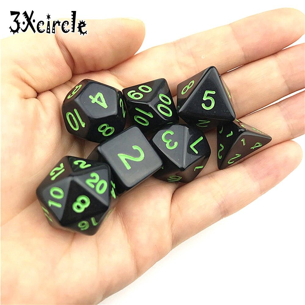 Black with Blue Ink Color 7pcs Opaque Dice Set D4,D6,D8,D10,D10%,D12,D20 Polyhedral Dices Dnd Rpg Board Game - NERD BEM TRAJADO