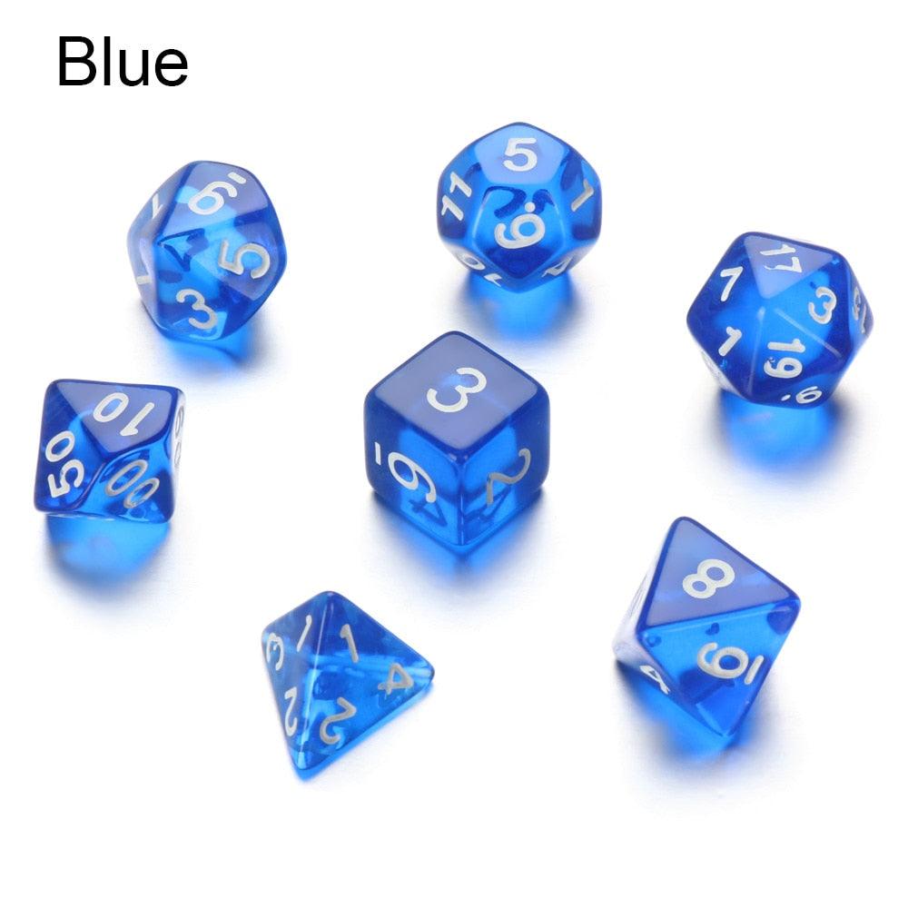 7Pcs/Set Multi-Sided Clear Dice Set Game Dice For RPG DND Accessories Polyhedral Dice For Board Card Game Tarot Supplies - NERD BEM TRAJADO