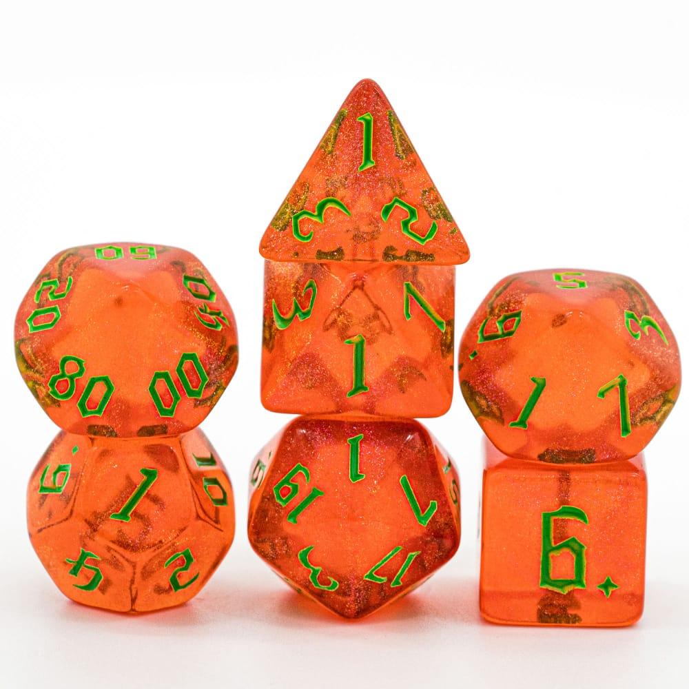 Poludie 7Pcs/Set Pink Gold DND Dice Set D4 D6 D8 D10 D% D12 D20 Translucent Polyhedral Dice for Role Playing Board Game MTG D&amp;D - NERD BEM TRAJADO