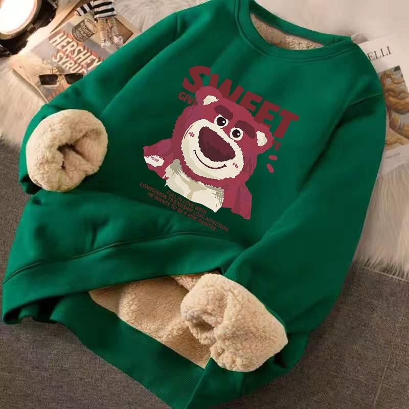 Cashmere Thickened Sweater Women&#39;s Autumn Winter Cashmere Round Neck Red Strawberry Bear Top Winter 2023 Coat Sweater - NERD BEM TRAJADO