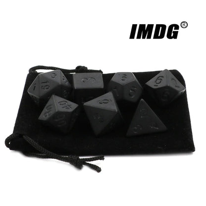 IMDG 7pcs/set Black RPG Dice Set New Personality Unprinted Polyhedron Cubes DND Board Game Digital Dice - NERD BEM TRAJADO