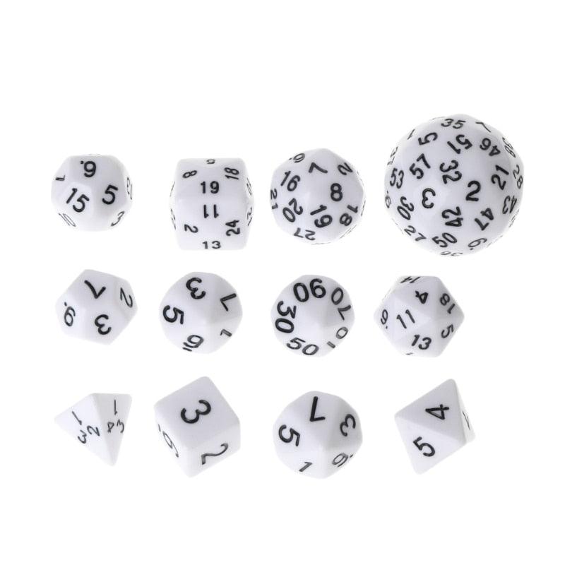 12pcs/Set Multi-sided Polyhedral Dice D4 D6 D8 D10 D12 D20 D24 D30 D60 - NERD BEM TRAJADO