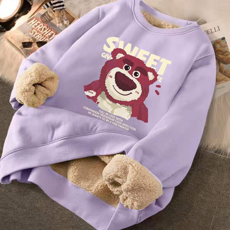 Cashmere Thickened Sweater Women&#39;s Autumn Winter Cashmere Round Neck Red Strawberry Bear Top Winter 2023 Coat Sweater - NERD BEM TRAJADO