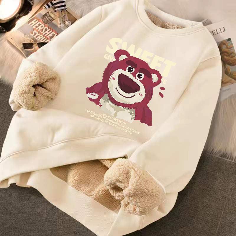 Cashmere Thickened Sweater Women&#39;s Autumn Winter Cashmere Round Neck Red Strawberry Bear Top Winter 2023 Coat Sweater - NERD BEM TRAJADO